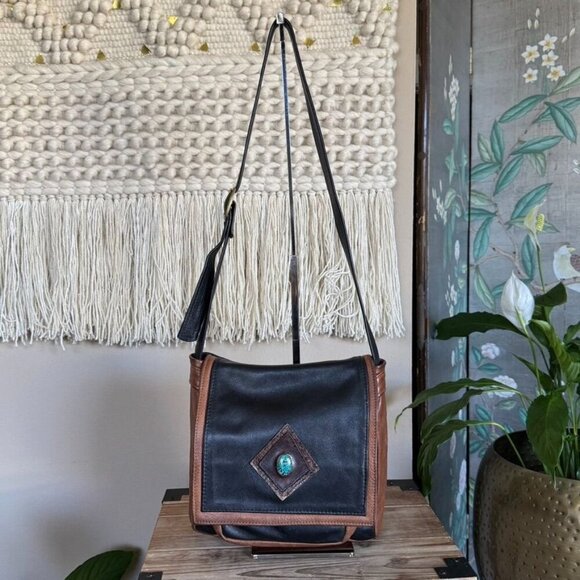 Vintage Handmade Black Brown Genuine Semi Precious Stone Shoulder Crossbody Bag - Picture 1 of 15